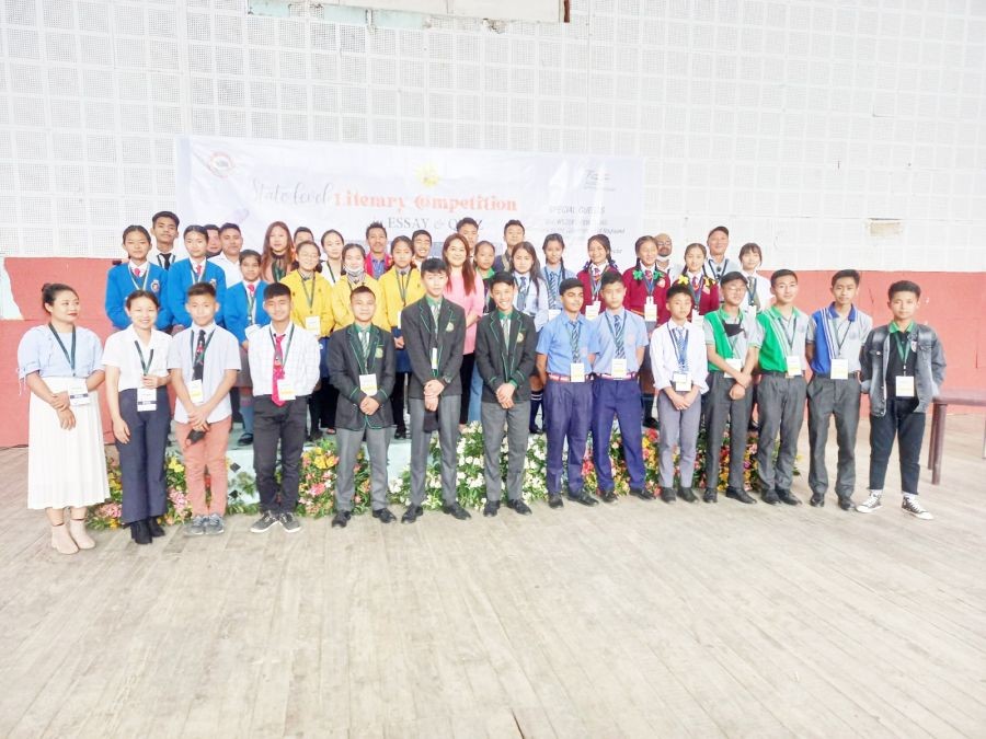 Participants and officials at the State Level Literary Competition at the multipurpose hall 'A', IG Stadium, Kohima on May 27. (DIPR Photo)